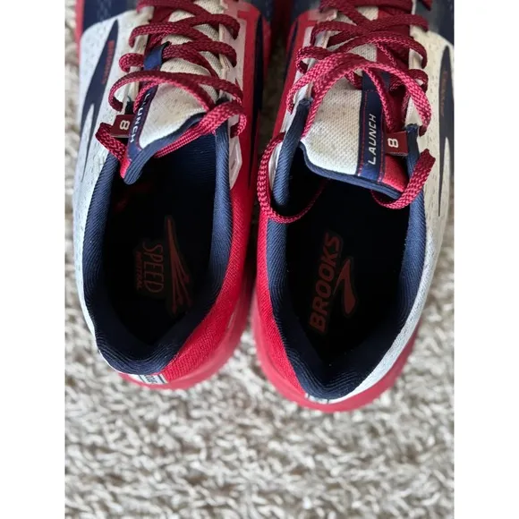 Brooks Launch 8 USA Running Shoes Patriotic Sneakers White Blue Red 11.5
