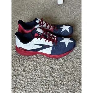 Brooks Launch 8 USA Running Shoes Patriotic Sneakers White Blue Red 11.5