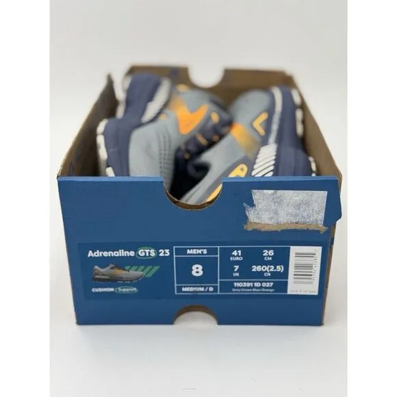 Brooks Men's Adrenaline GTS 23 Running Shoes Grey Crown Blue New Size 8