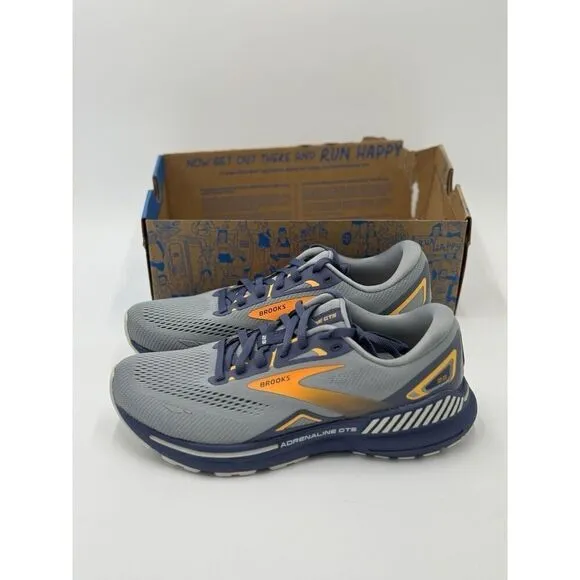 Brooks Men's Adrenaline GTS 23 Running Shoes Grey Crown Blue New Size 8