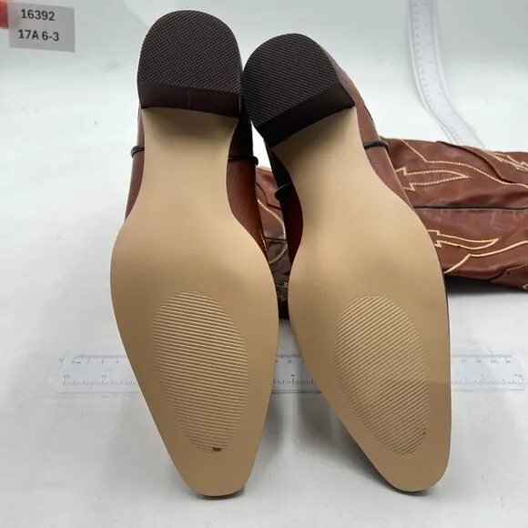 Brown Cowboy Boot Western Boots Cowgirl Boots Pull On Pointy Toe Mid Calf Boots