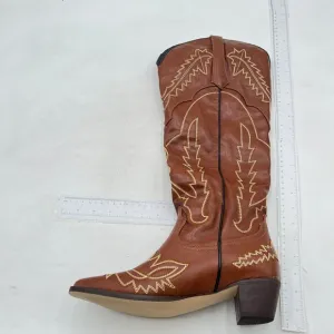 Brown Cowboy Boot Western Boots Cowgirl Boots Pull On Pointy Toe Mid Calf Boots