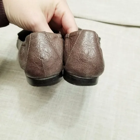 Brunelleschi Cucinelli Brown Glitter Shimmer Tassel Loafers Elastic Back‎ 38 8