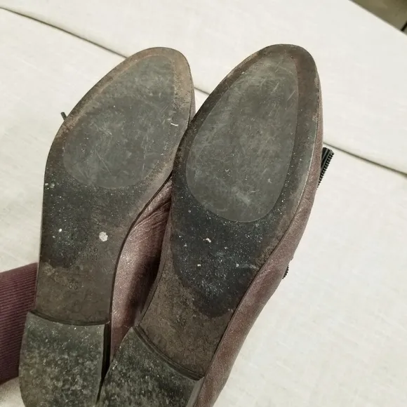 Brunelleschi Cucinelli Brown Glitter Shimmer Tassel Loafers Elastic Back‎ 38 8