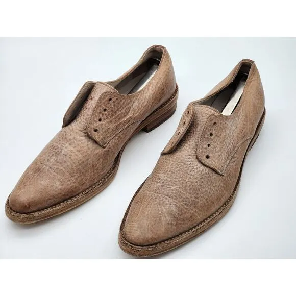 Brunello Cucinelli Womens Leather Lace Up Oxford Light Brown Shoes Size 41