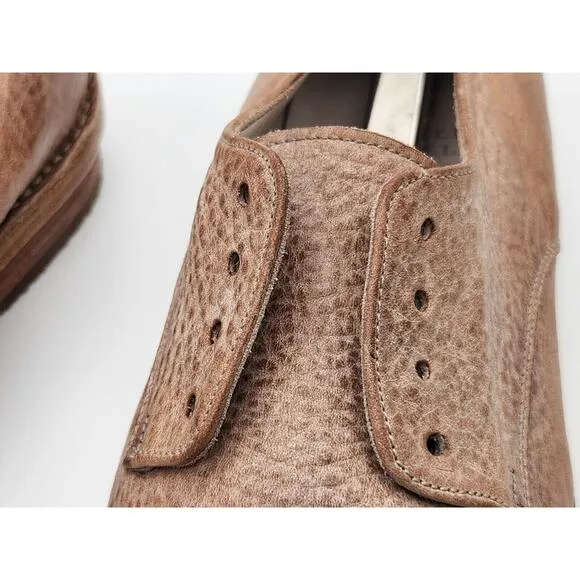 Brunello Cucinelli Womens Leather Lace Up Oxford Light Brown Shoes Size 41