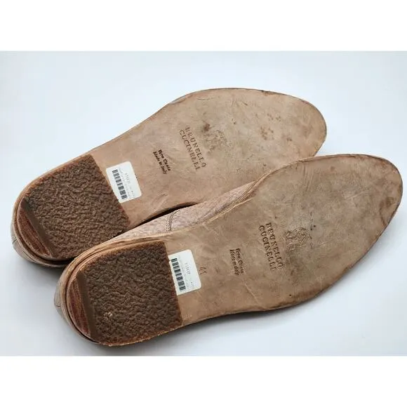 Brunello Cucinelli Womens Leather Lace Up Oxford Light Brown Shoes Size 41