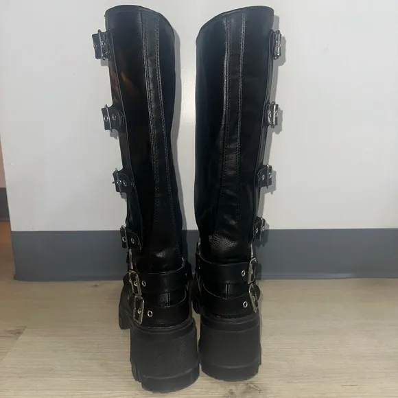Buckle-Down Side Buckle Detail Midi Calf Biker Boot