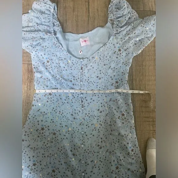 Buddy Love Jennifer Puff Sleeve with Metallic Stars Dress L
