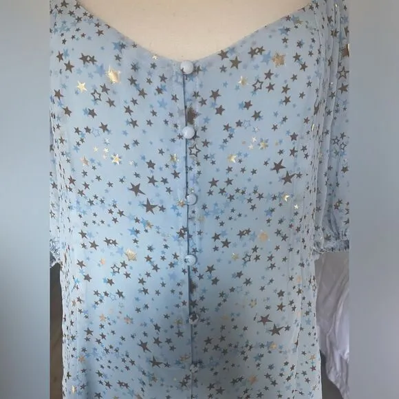 Buddy Love Jennifer Puff Sleeve with Metallic Stars Dress L