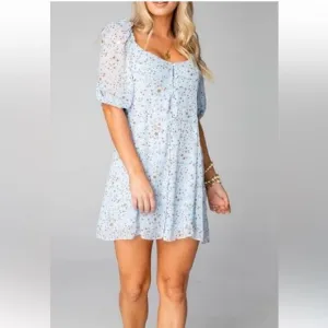 Buddy Love Jennifer Puff Sleeve with Metallic Stars Dress L
