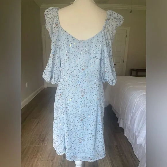 Buddy Love Jennifer Puff Sleeve with Metallic Stars Dress L