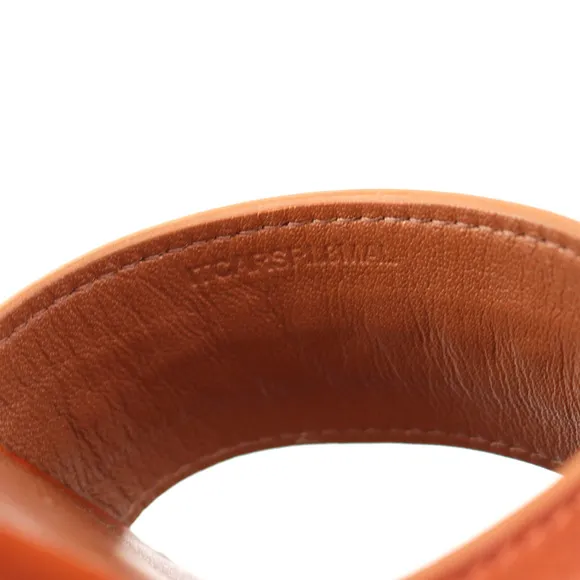 Burberry Heidi Amber Brown Leather Toe Ring Sandals 36 Silver Chain Slide