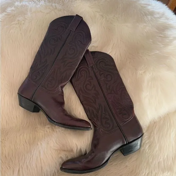 Burgundy real cowgirl boots