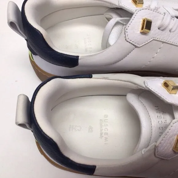 Buscemi Womens Sport White Leather Sneakers Shoes Size 42 NEW