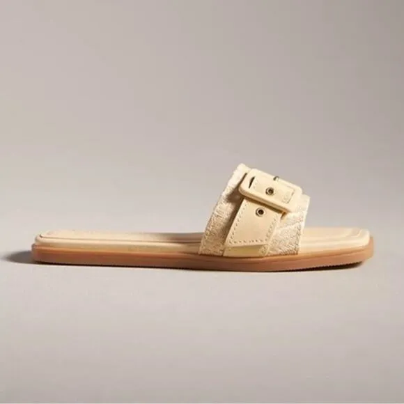 By Anthropologie Buckle Slide Sandals Size 41 US 10.5 - 11 Color Light Sands NEW