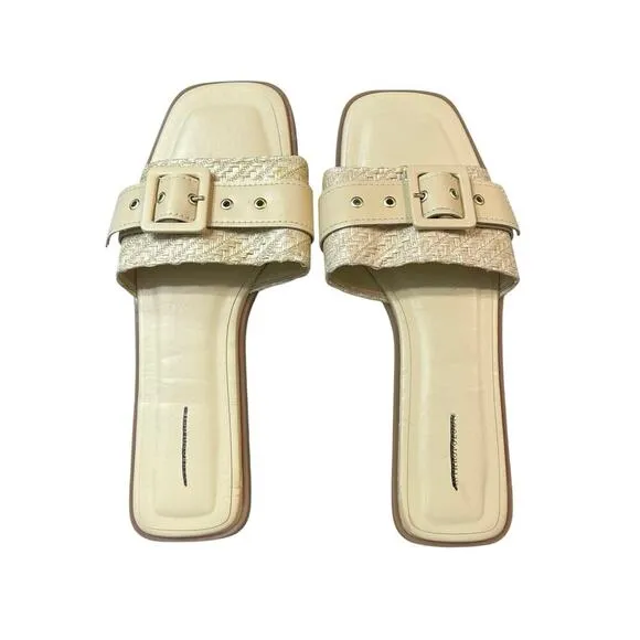 By Anthropologie Buckle Slide Sandals Size 41 US 10.5 - 11 Color Light Sands NEW