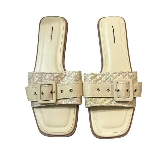 By Anthropologie Buckle Slide Sandals Size 41 US 10.5 - 11 Color Light Sands NEW