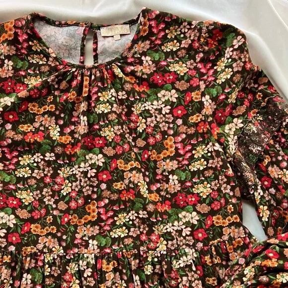 ByTIMO Corduroy Lace Tiered Brown Multi