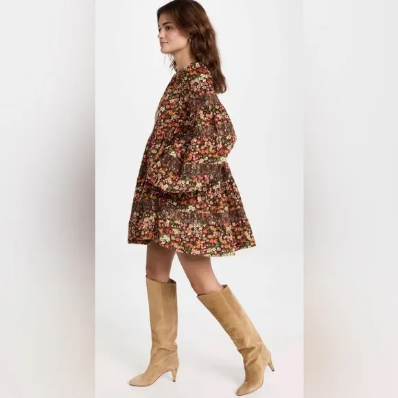 ByTIMO Corduroy Lace Tiered Brown Multi