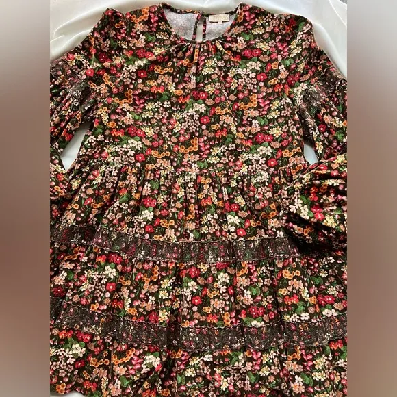 ByTIMO Corduroy Lace Tiered Brown Multi