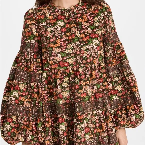 ByTIMO Corduroy Lace Tiered Brown Multi