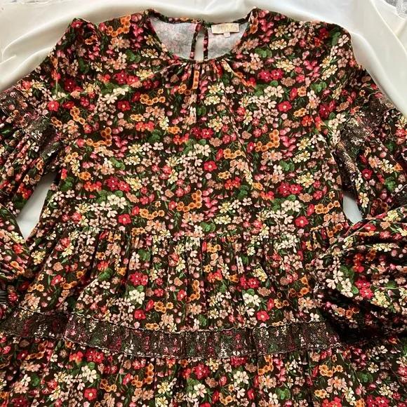 ByTIMO Corduroy Lace Tiered Brown Multi