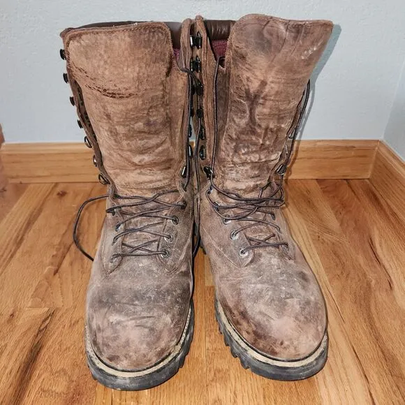 Cabela's Outfitter Series Gore-Tex Leather Hunting Boots Rubber Sole Sz 10.5D