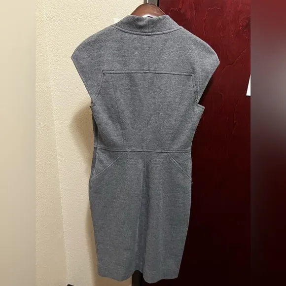 Cache Sheath Dress Gray Angled Waist Detail Women’s Size 8