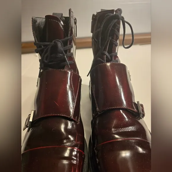 CALVIN KLEIN DAVIS MONK STRAP MEN'S BURGUNDY/RED LEATHER DRESS BOOTS SIZE 11