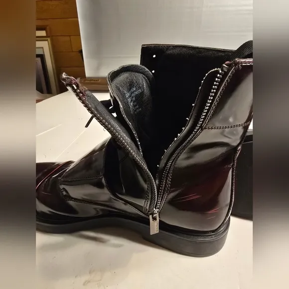 CALVIN KLEIN DAVIS MONK STRAP MEN'S BURGUNDY/RED LEATHER DRESS BOOTS SIZE 11