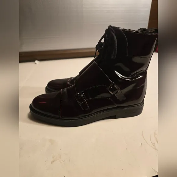 CALVIN KLEIN DAVIS MONK STRAP MEN'S BURGUNDY/RED LEATHER DRESS BOOTS SIZE 11