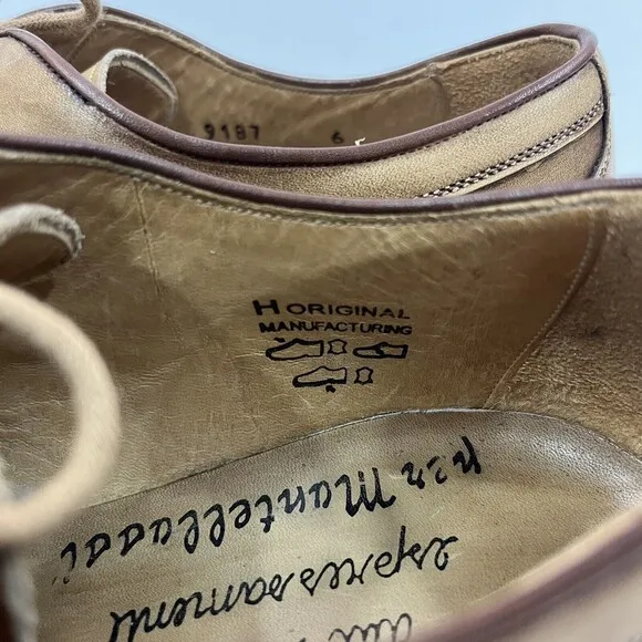 Calzoleria Harris ITALY Light Brown Leather Cap‎ Toe Oxford Shoes Size 6 ( US 8)