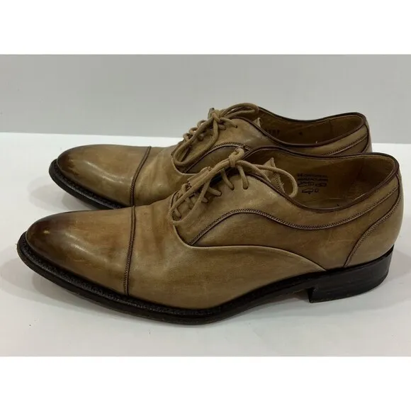 Calzoleria Harris ITALY Light Brown Leather Cap‎ Toe Oxford Shoes Size 6 ( US 8)