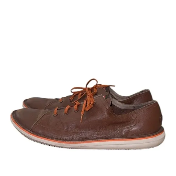 Camper Beetle Brown Leather Casual Lace Up Shoes EU Size 47 US Size 14