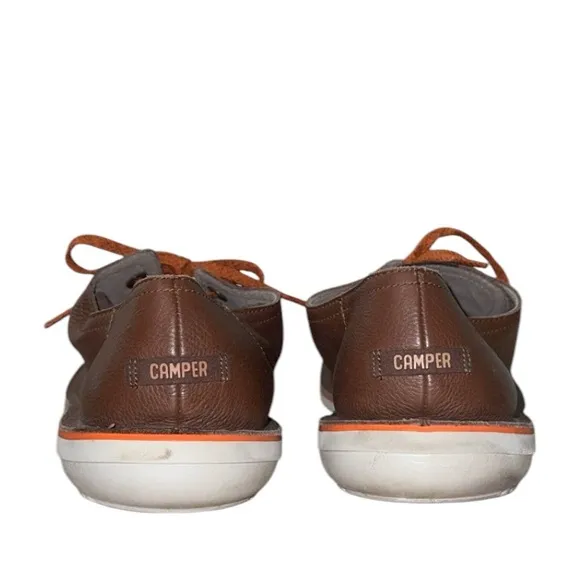 Camper Beetle Brown Leather Casual Lace Up Shoes EU Size 47 US Size 14