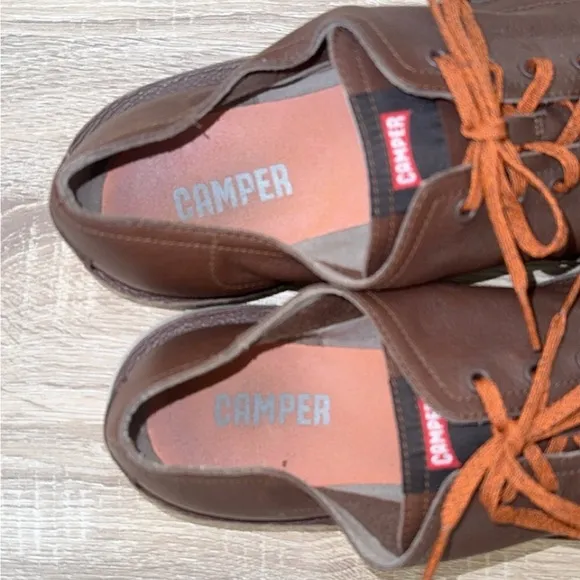 Camper Beetle Brown Leather Casual Lace Up Shoes EU Size 47 US Size 14