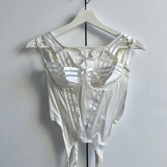 CANDITI Vintage Guêpière Merry Widow Honeymoon Bustier Garters Italy B36/4 Set
