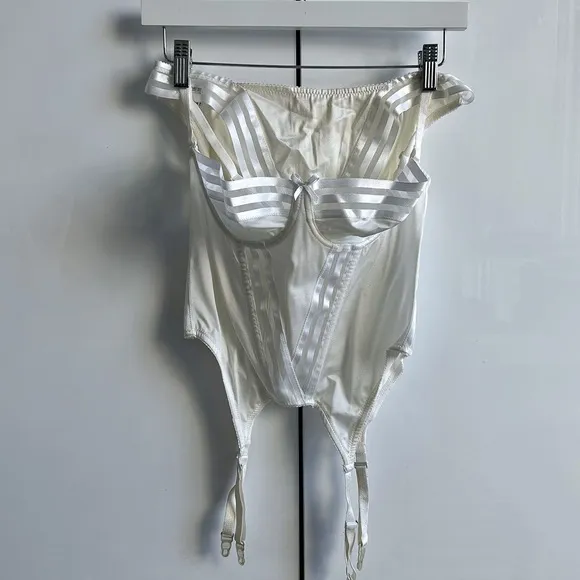 CANDITI Vintage Guêpière Merry Widow Honeymoon Bustier Garters Italy B36/4 Set