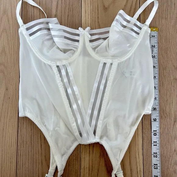 CANDITI Vintage Guêpière Merry Widow Honeymoon Bustier Garters Italy B36/4 Set