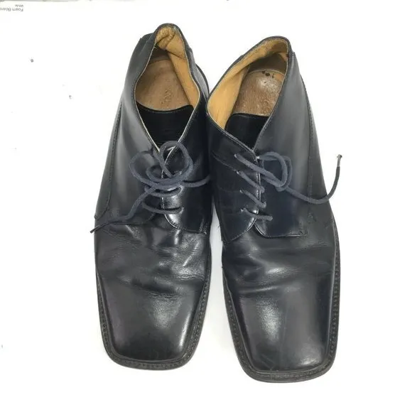 Capodarte Men's Leather Square Toe Dress Boots Black Size 8