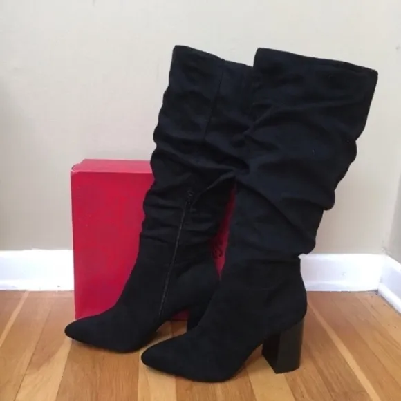 CARLOS SANTANA Khandi Black Faux Suede Tall Slouch Boots Size 10
