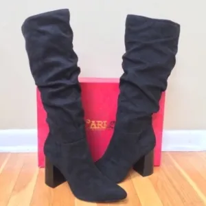 CARLOS SANTANA Khandi Black Faux Suede Tall Slouch Boots Size 10