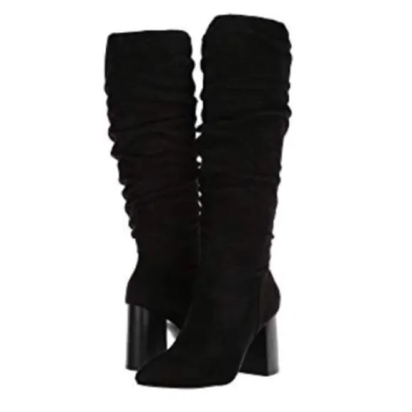 CARLOS SANTANA Khandi Black Faux Suede Tall Slouch Boots Size 10