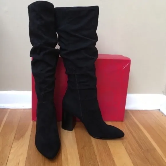 CARLOS SANTANA Khandi Black Faux Suede Tall Slouch Boots Size 10