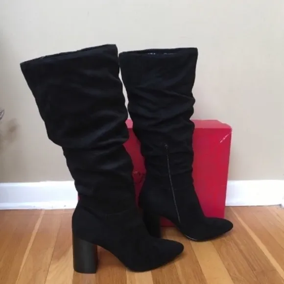 CARLOS SANTANA Khandi Black Faux Suede Tall Slouch Boots Size 10