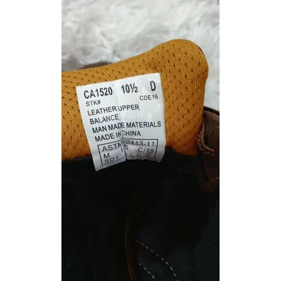 Carolina Mens Brown Leather Slip-Resistant Work Shoes Size 10.5 D