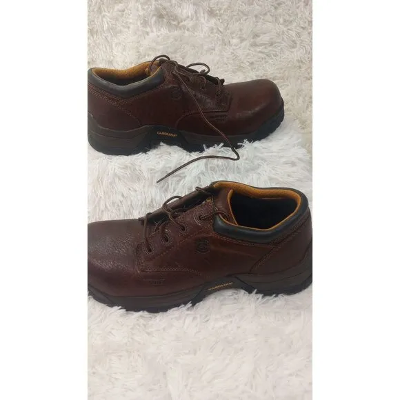 Carolina Mens Brown Leather Slip-Resistant Work Shoes Size 10.5 D
