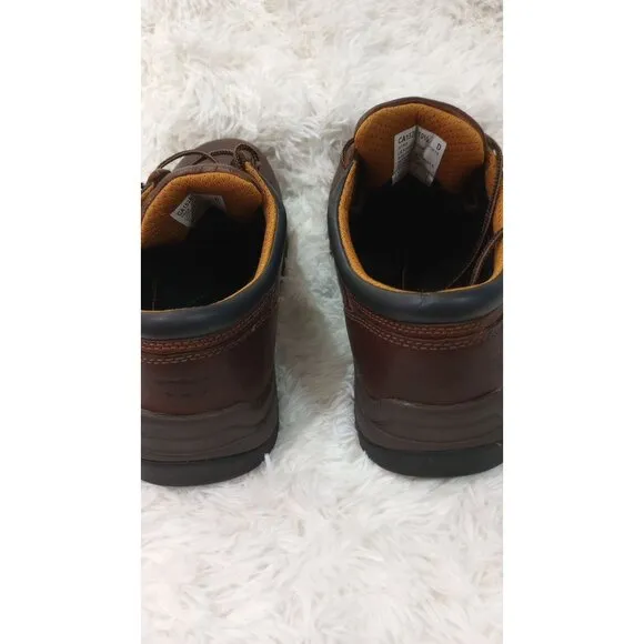 Carolina Mens Brown Leather Slip-Resistant Work Shoes Size 10.5 D