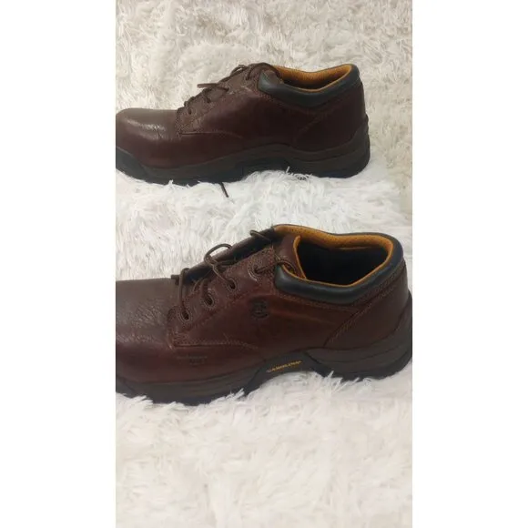 Carolina Mens Brown Leather Slip-Resistant Work Shoes Size 10.5 D
